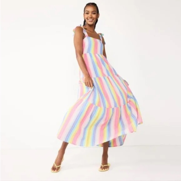 Draper James Multicolor Striped Maxi Dress - Picture 1 of 12